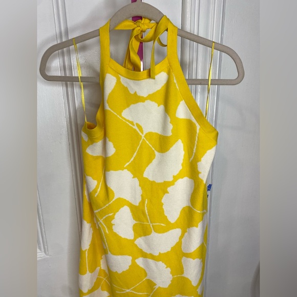 NWT DVF Yellow Dress Halter Tie Neck Ginkgo Sweaterknit Midi Dress by target - Picture 4 of 11